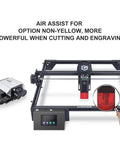 Front view of Longer laser engraver with air assist kit; black frame and touch control panel