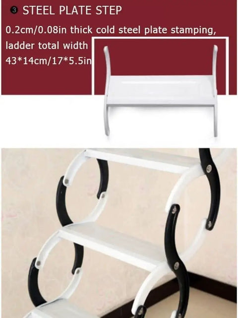 Top Tier Electric Pull Down Attic Ladder Retractable Ceiling Staircase Telescopic Foldable Loft Access Frame featuring steel plate step design and dimensions.