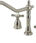 Widespread Kitchen Faucet In Brushed Nickel, Deck Mount 4-Hole Install, 8 To 16 Inch Spread, Solid Brass Durability Built To Last With Duraseal