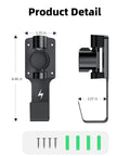 EV Charger Holder With 180 Degree Rotating Nozzle Dock, Heavy Duty Metal J Hook Wall Mount dimensions 8.46x3.35 in.