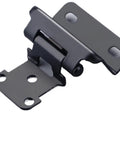 Self Closing Cabinet Hinge Set, Soft Close Overlay Flush Hinges, 2 Pack Door Hardware, black aluminum hinge close-up