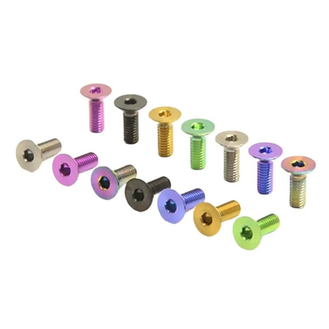 Top Shelf M3 Gr5 Titanium Countersunk Screws Hex Socket Flat Head Fasteners Built Tough Corrosion Resistant Hardware Real Deal Smooth Threads Five Pack Green colorful assortment of screws with various head colors
