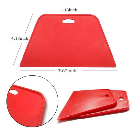 Pro Grade Wallpaper Smoothing Tool Kit For Peel And Stick DIY Projects, red squeegee tool dimensions and angle view