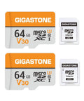 64GB Micro SD Card 2 Pack V30 UHS I Class 10 MicroSDXC Memory Card for 4K Video Recording and Pro Grade Performance with Adapter