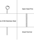 Open Eye Pins for Jewelry Making 304 Stainless Steel 24 Gauge 0.6x20mm Silver 600 Pcs Box Great for Beading Earrings Necklaces Bracelets Dangles Charms and DIY Findings, open-end pin close-up