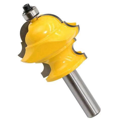 Top Shelf Half Inch Shank Adjustable Multi Profile Molding Router Bit For Woodworkers with yellow body and steel shank.