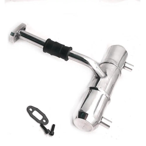 Beefed Up Aluminum Twin Tuning Exhaust Pipe Kit For 1/5 Scale RC Cars Fits HPI Rovan King KM Baja 5B 5T 5SC SS Buggy Truck Includes Exhaust Pipe Gasket And Connecting Tube Boosts Power And Style with gasket and screws shown