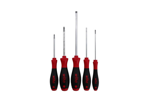 Five Piece Slotted And Phillips Screwdriver Set With SoftFinish Cushioned Grips, Dual Durometer Construction, assorted sizes, front view