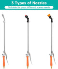 All Metal Sprayer Wand Set With Three Nozzle Types Including Fan Mist And Stream, Stainless Steel Sprayer Wand Display