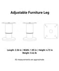 Cold Rolled Steel Adjustable Cabinet Leg For Leveling Base Units On Uneven Floors, 4.72 Inch Support in technical drawing