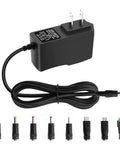 5V 1A Power Supply Adapter Universal AC To DC Charger 5W Center Positive With 8 Tip Plugs For Security Cameras, Baby Monitors, Graco Swing, TV Boxes, Raspberry Pi And More, black