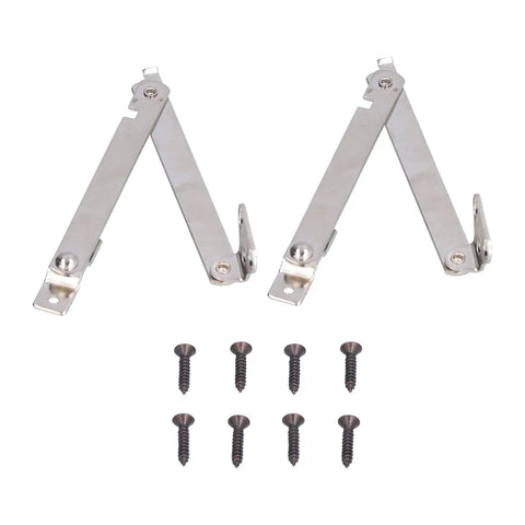 Stainless Steel Lid Support Hinges 2 Pack Folding Lift Up Stay with screws for Wooden Boxes Cabinets Cupboards