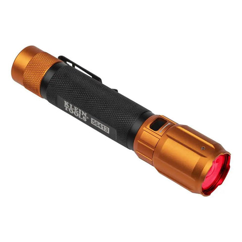 Rechargeable 3 In 1 LED Flashlight With Spotlight Floodlight And Red LEDs 1000 Lumens USB Cable Included showing red lens