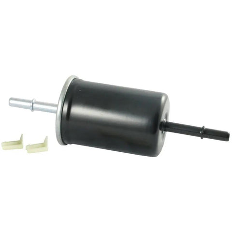 Premium Fuel Filter XF65277 Fits Ford F-150 5.4L 1999-2007 and other models, black cylindrical filter with nozzles and clips.