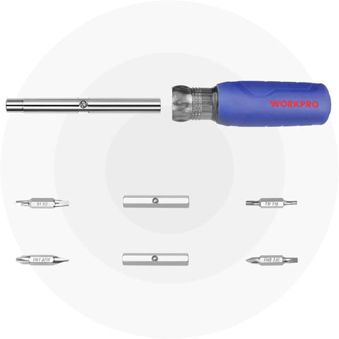 11 In 1 Screwdriver And Nut Driver Set With Comfort Grip And Interchangeable Bits All In One Portable Multi Bit Tool shown with bits