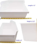 134A Refrigerator Ice Maker Add On Kit tray with measurements: 12 inch length, 9 inch width, 5.25 inch height.