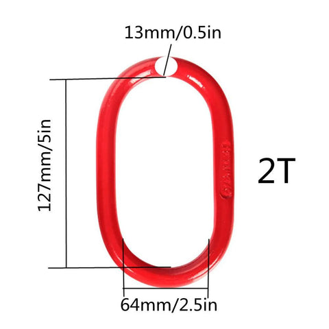 Red 2 Ton Oblong Master Link Lashing Ring 2400 Lbs Lifting Capacity G80 Alloy Steel