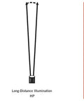 Diagram of Wide, Long-Distance, and Close-Up Illumination angles for the Sidewinder Compact 55 Lumen Hands Free Military Tac Ready Flashlight.