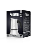 New Venus Induction Stovetop Coffee Maker 6 Cup Stainless Steel Silver on packaging box