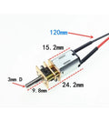 Mini Brushed Slow Rotating DC Gear Motor N20 Metal Gear Reducer dimensions with wires for DIY projects.