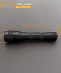 Side view of Waterproof 1000 Lumen LED Diving Flashlight With 150m Range And 9 Degree Narrow Beam showcasing measurements.