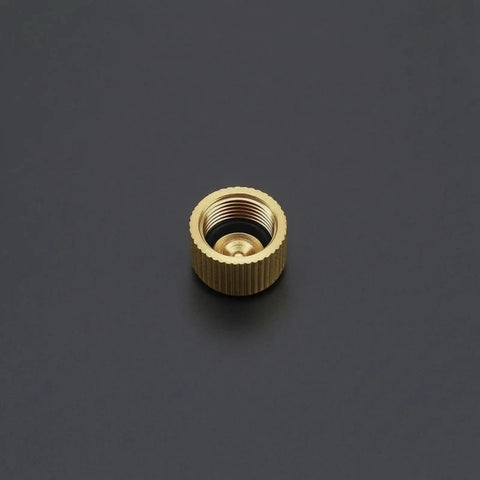 Go To Compact Brass Gas Canister Cap With Knurled Rubber Seal and End Protector, 14x14x10mm, for Camping and Storage
