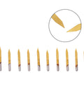 Cool Set Of 10 Pieces Engraver Bits With Coated Carbide And 30 Degree Tips Perfect For CNC Router Carving On Wood Or Plastic Jobs, showing detailed tips.
