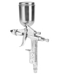 Compact Pneumatic Spray Gun With Tight 0.5mm Nozzle And 125ml Gravity Cup Delivers Slick Atomization For Auto Touch Up And Wood Staining Without The Drip Nonsense, aluminum body, 8.66 inch size.