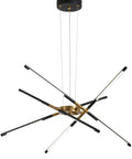 Dope Modern LED Chandelier With Easy Install Embedded Pendant Lights, Sputnik Style Hanging Lamp, Black And Gold Finish