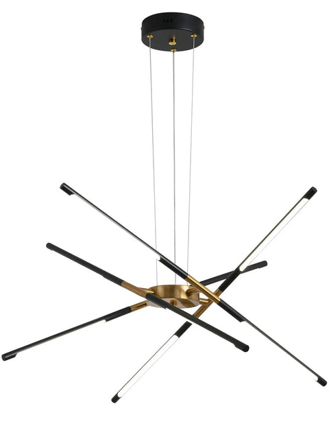 Dope Modern LED Chandelier With Easy Install Embedded Pendant Lights, Sputnik Style Hanging Lamp, Black And Gold Finish
