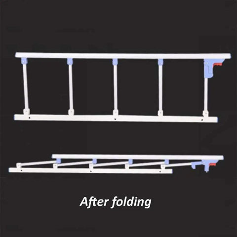 Foldable Bed Rail For Elderly And Adults, No-Fuss Assembly Safety Guard For Beds, showing folded lightweight aluminum rail