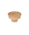 Rattan Wood Cabinet Knob Set Handmade Wicker Round Drawer Pulls With Screws Wardrobe Dresser Handles, natural rattan and wood detail