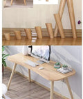 Solid Wood Table Legs Set Of 4 Round Conical Desk Feet Dark Walnut Finish on a modern desk, showcasing sturdy design and assembly.