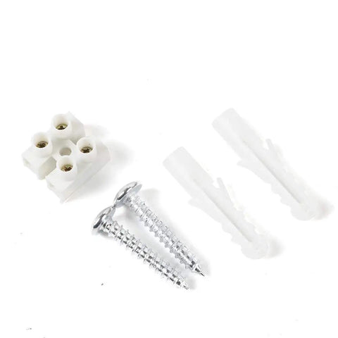 Installation hardware for Monkey Pendant Light Fixture With Hemp Rope, including screws and plastic wall anchors.