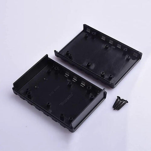 Open view of Desktop Instrument Box Enclosure Made From Tough ABS Plastic For DIY Electronics Control Panels DIY Friendly Junction Box 77 X 111.5 X 25.5 mm, showing interior and screws