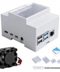 Raspberry Pi 4 DIN Rail Case With Built In Fan Modular Box For Electrical Panels Heat Sinks Included For Pi 4 Model B