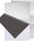 Two 430 Stainless Steel Sheet Metal 8 By 12 Inch One Thirty Second Inch Plates overlapping, showing satin surface, ideal for magnetic boards.