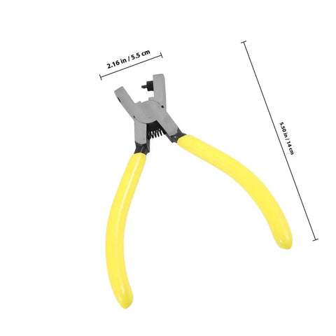 Handheld Single Hole Puncher Plier for Office and Craft Projects, durable steel with yellow handles, lightweight compact design.