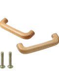 4 Piece Beech Wood Drawer Pulls Set With Clear Wax Finish Bridge Shaped Arched Handles For Kitchen Cabinets Dressers Wardrobes And Cupboards 110mm Total Length 96mm Hole Center Includes Screws with screws visible