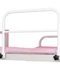 Thickened Anti-Fall Bed Rail for Elderly Safety, 18x12 Inch Bedside Grab Bar shown on pink bed.