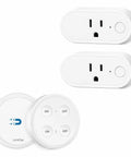 Wireless Outlet Kit With Ergonomic Round Remote And Magnetic Wall Base, 2 Pack, Stick And Grab No Wall Damage, Easy Grip Remote