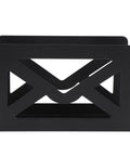 Black iron Storage Letters Sorter With Cutout Envelope Design For Home Office Desk Organization, Metal Mail Holder Organizer