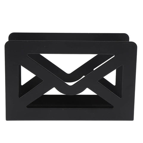Black iron Storage Letters Sorter With Cutout Envelope Design For Home Office Desk Organization, Metal Mail Holder Organizer