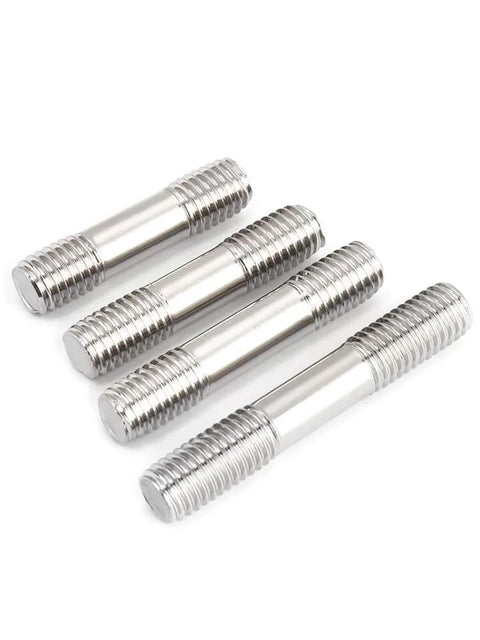 Four double-ended stainless steel threaded rods, M8×30, 304 SS, angled view