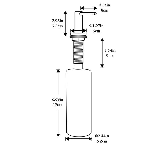 Dimensions of Champagne Gold Stainless Steel Soap Dispenser With Built In Bottle Countertop Pump For Kitchen Or Bathroom All In One