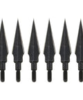 6 Pack Carbon Steel Archery Field Points 62mm 4mm Thread Arrow Tips For Target Practice And Hunting displayed in a row