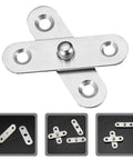 Stainless Steel Hidden Door Hinges Set 12 Pieces Corrosion Resistant Rotatable Cabinet Hinge Kit displayed on black surface