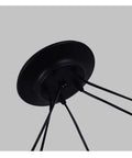 Straight Up Retro Industrial Chandelier With Working Pulley Cord Dope Black Metal Shade swings from a matte black ceiling mount.