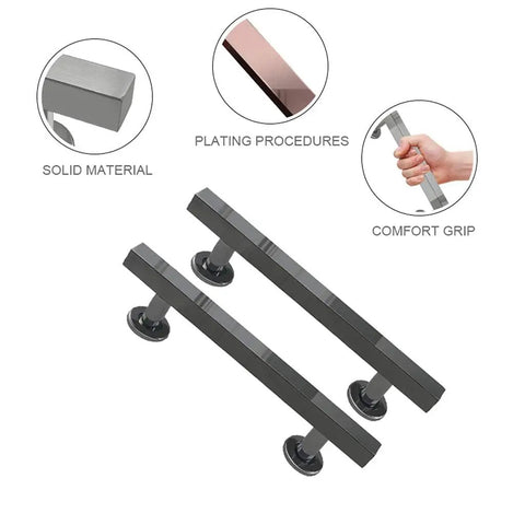 Stainless Steel Glass Door Handle Set For Home And Barn Doors 30cm Alloy Push Pull Hardware with Easy Grip design