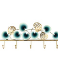Heavy Duty Wall Mounted Coat Rack For Front Door Entryway with decorative blue and gold hooks and rack for hallway organization.